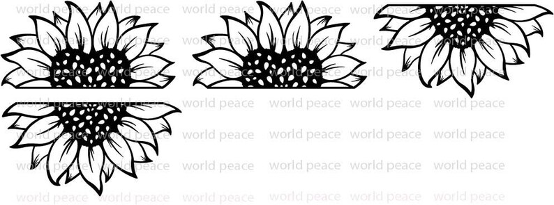 Download Sunflower SVG files. Half sunflower clipart 6 images | Etsy