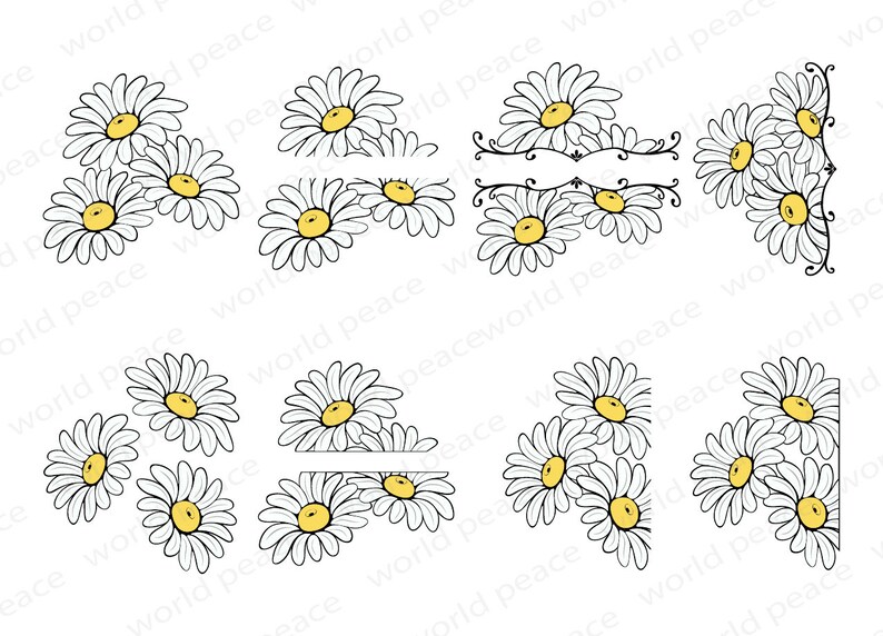 Download Daisy SVG files for Cricut. Daisy monogram SVG. Wildflower | Etsy
