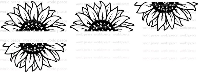 Download Sunflower SVG files. Half sunflower SVG cut file. Floral ...
