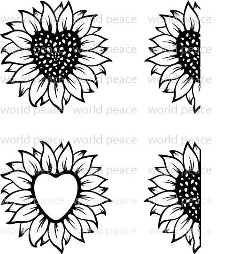 Download Sunflower SVG files. Half sunflower clipart 6 images | Etsy
