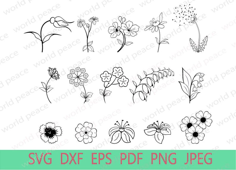 15 images Flower SVG files Wildflower SVG Art 01