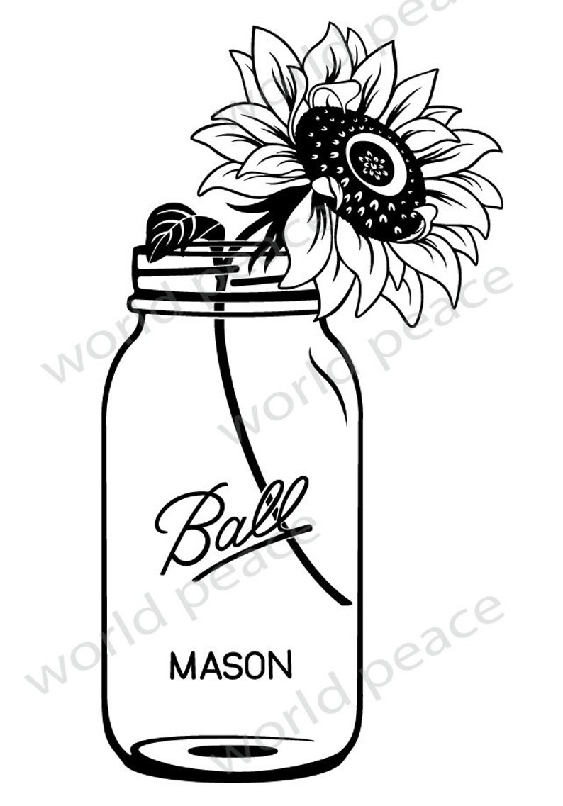 Download Mason jar SVG. Sunflower SVG files for Cricut. Farm SVG ...