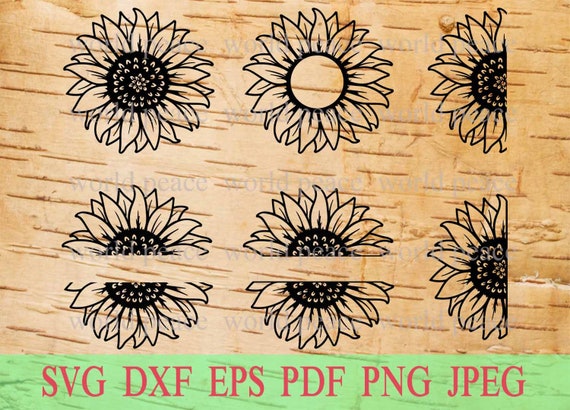 Download Sunflower SVG files. Half sunflower SVG cut file. Floral ...