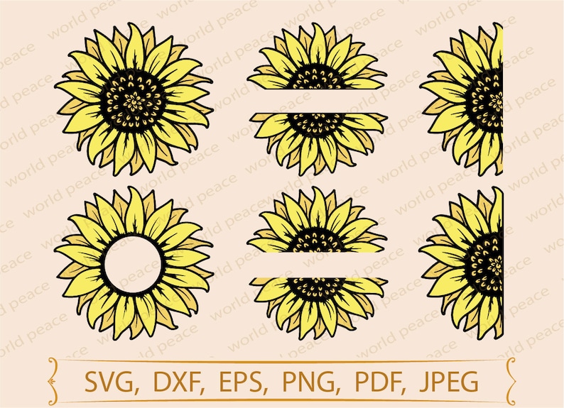 Download Sunflower SVG files for Cricut. Sunflower PNG. Flower SVG ...