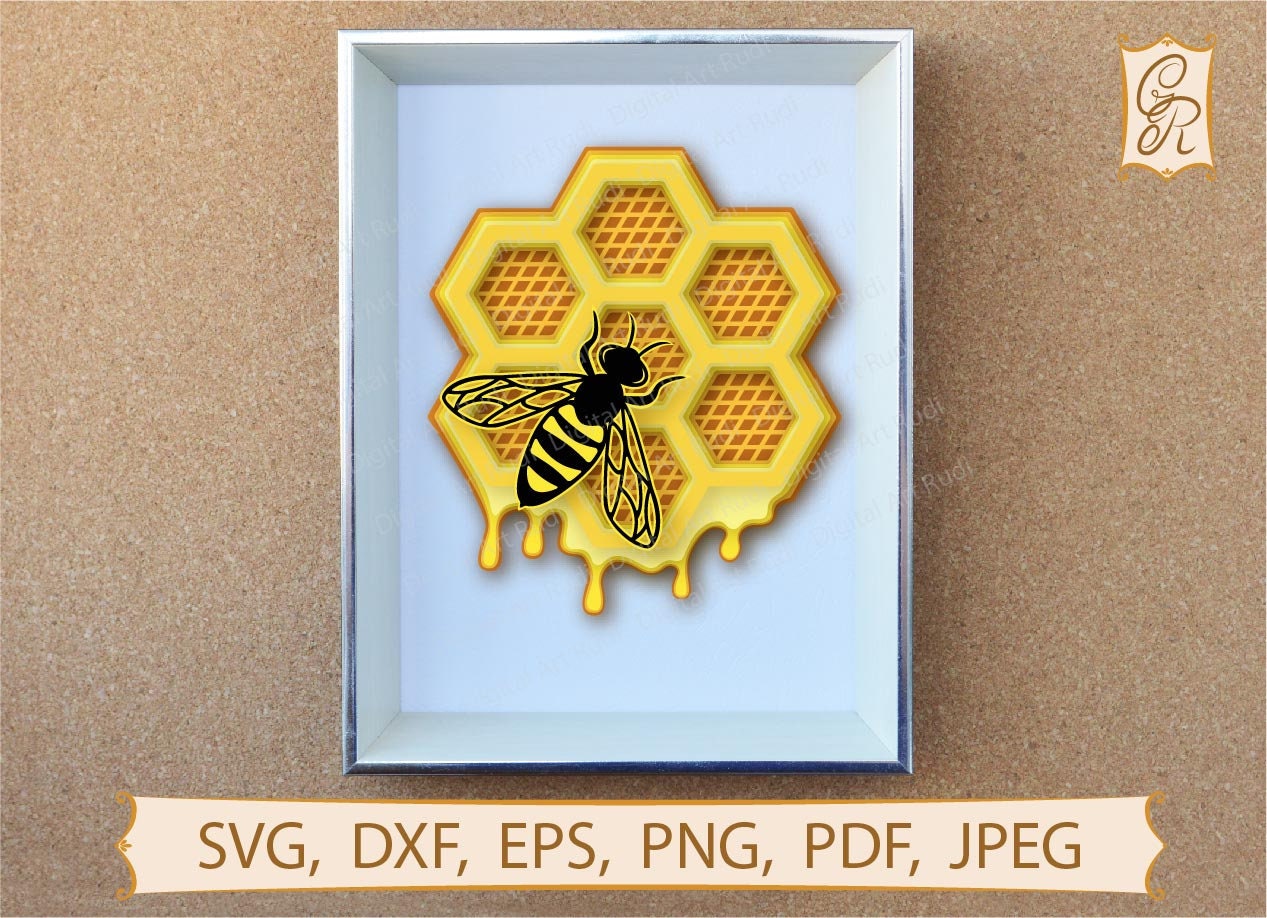 Download 3D Bee SVG files for Cricut Layered Honeycomb and Bee DXF ...