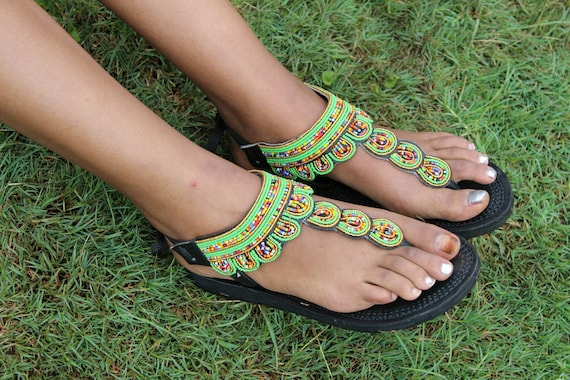 bead sandals without sole