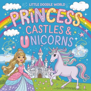 Whimsical Fairytale Girls Coloring Book - Princesses, Castles, and Unicorns - Digital Download PDF