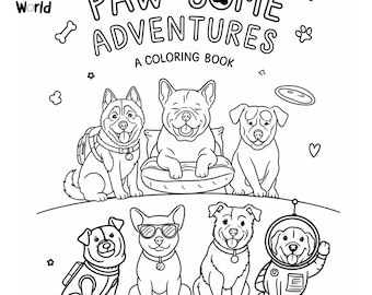 犬のぬり絵本 - ベクター形式の楽しい印刷可能な 12 ページ - デジタル ダウンロード PDF