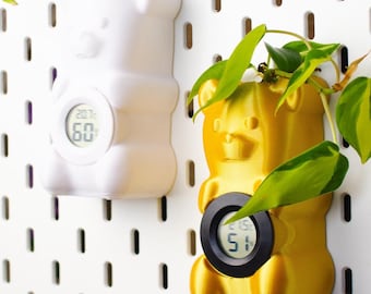 3D-printed bear with test tube, thermometer & hygrometer | Plant propagation | Cuttings | Accessories for SKÅDIS pegboard | Gift idea
