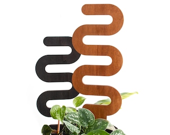 S-shaped trellis for climbing plants - Climbing aid - Monstera - Pothos - Philodendron - Dark brown and black