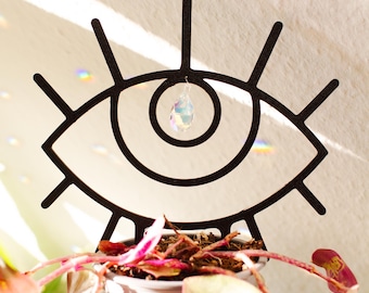 Eye-shaped suncatcher, plant support | Available in many colors | Climbing plants, Monstera & greenhouse decor | Pothos | Philodendron