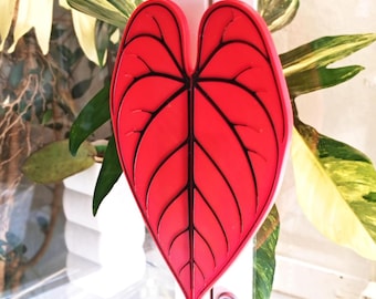 MILSBO Handles Anthurium Leaf | Red, Black, Pink or Custom Color | Plant Display Case Upgrade | Urban Jungle Decor