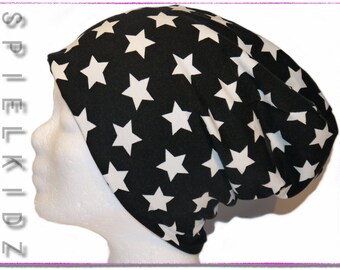 Wendebeanie Mütze Sterne auf Schwarz KU36-56