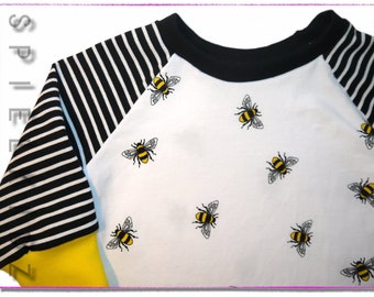 Jersey Bio Kinder Langarmshirt "Bienen" zertifizierte Biostoffe handmade