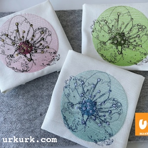 Cherry blossom doodle machine embroidery, cherry blossom embroidery design, floral doodle machine embroidery, doodle flower embroidery file