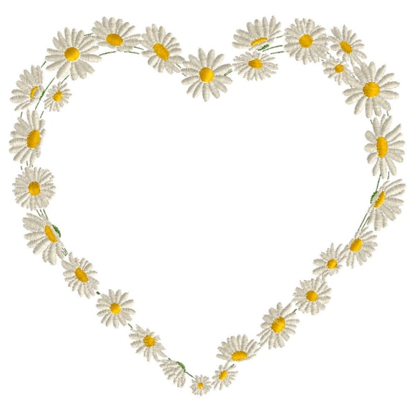 Daisy heart machine embroidery design, daisy machine embroidery, flower heart machine embroidery, heart shaped floral wreath embroidery file