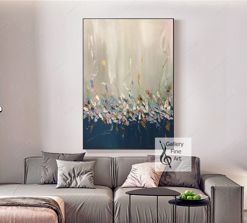 Extra Large Wall Art Blue Abstract Painting Textured Art Etsy