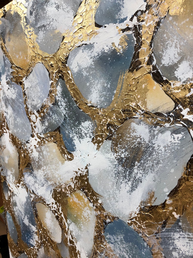 Abstract Painting Gold Leaf Painting Large Wall Art | Etsy