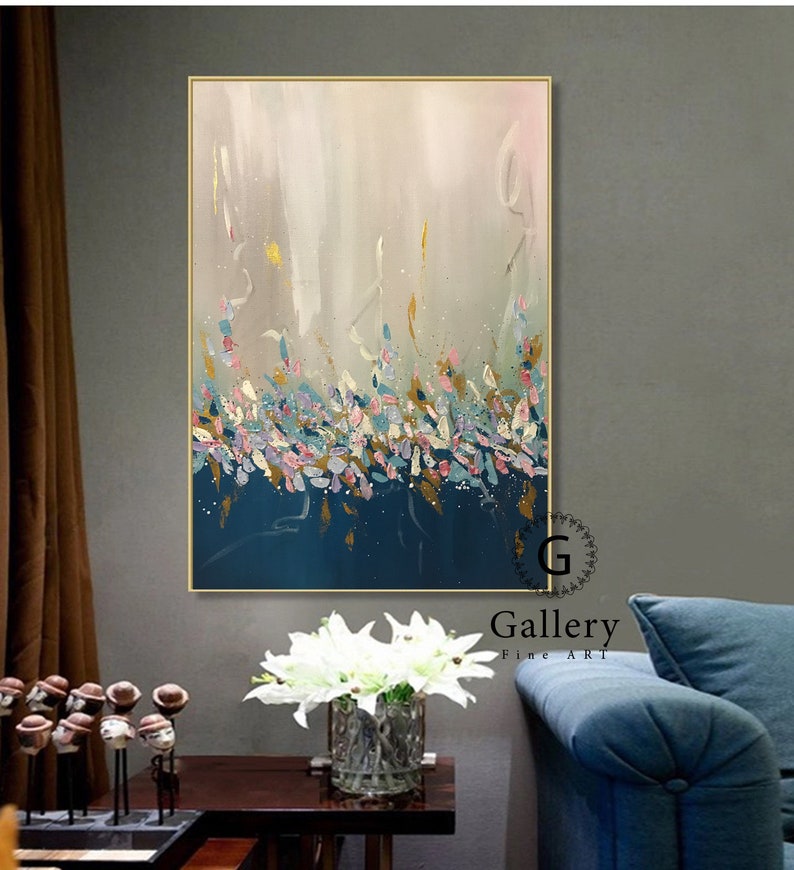 Extra Large Wall Art Blue Abstract Painting Textured Art Etsy