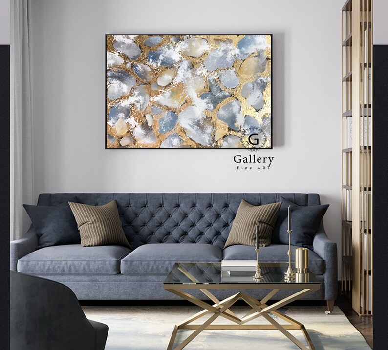 Abstract Painting Gold Leaf Painting Large Wall Art Etsy