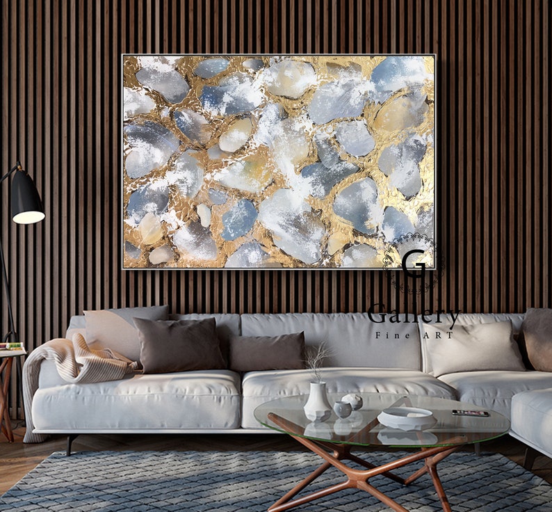 Abstract Painting Gold Leaf Painting Large Wall Art Etsy
