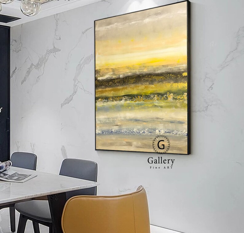 Yellow Abstract Canvas Art Texture Painting Large Wall Art Etsy