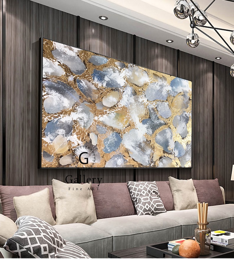 Abstract Painting Gold Leaf Painting Large Wall Art Etsy