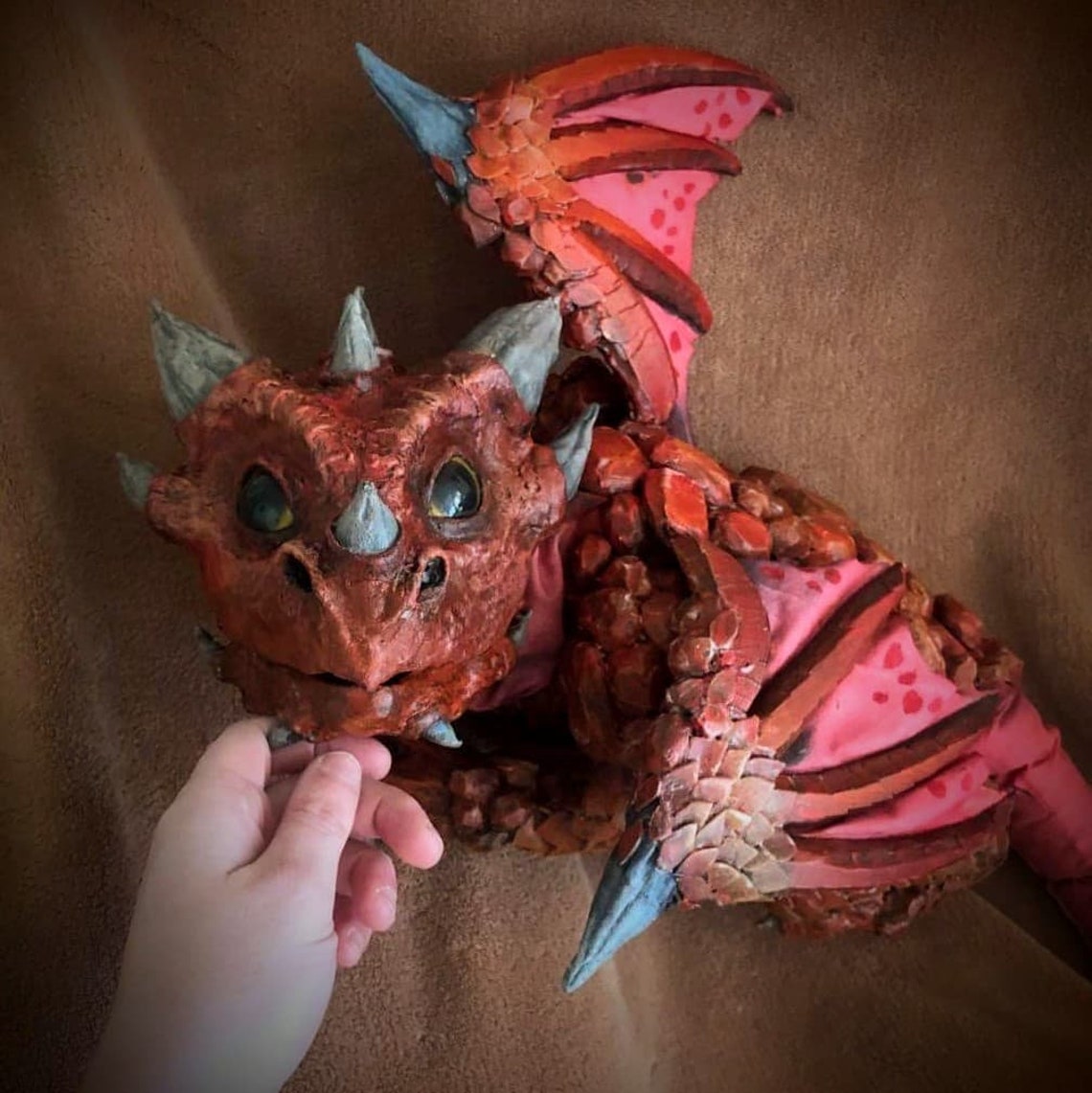 Baby Red Dragon Puppet Etsy