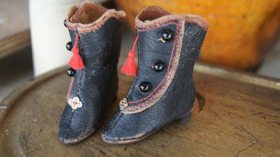 Mini Chaussures Anciennes Pour Poupée – Vintage Jumeau Ou Bru
