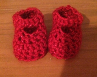 Red Ruby Slippers, Wizard of Oz baby booties, Crochet Baby Booties