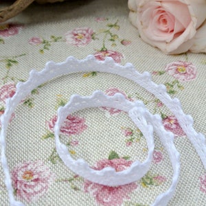 Cotton border 11 mm wide 100% cotton White Bobbin lace Lace Border Cotton tip Decorative ribbon Decoration Klöpel Crochet lace Cotton