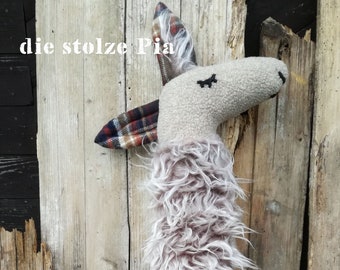 The proud PIA | a llama, an alpaca, unique fabric, upcycling toys, washable, sustainable, cuddly animal, cuddly pillow, unique companion
