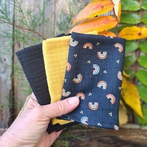 3er PACK / STOFFTASCHENTÜCHER aus Musselin | waschbar wiederverwendbar nachhaltig Baumwolle Zero Waste keinplastik Gifts Geschenke,