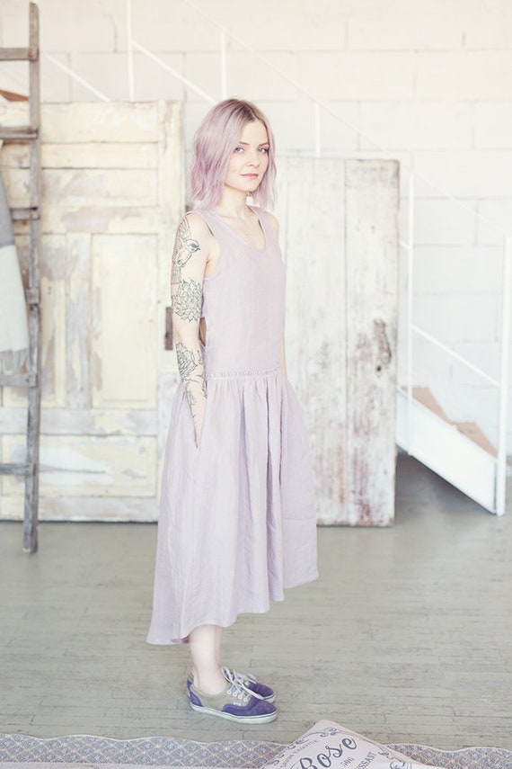 pastel linen dress