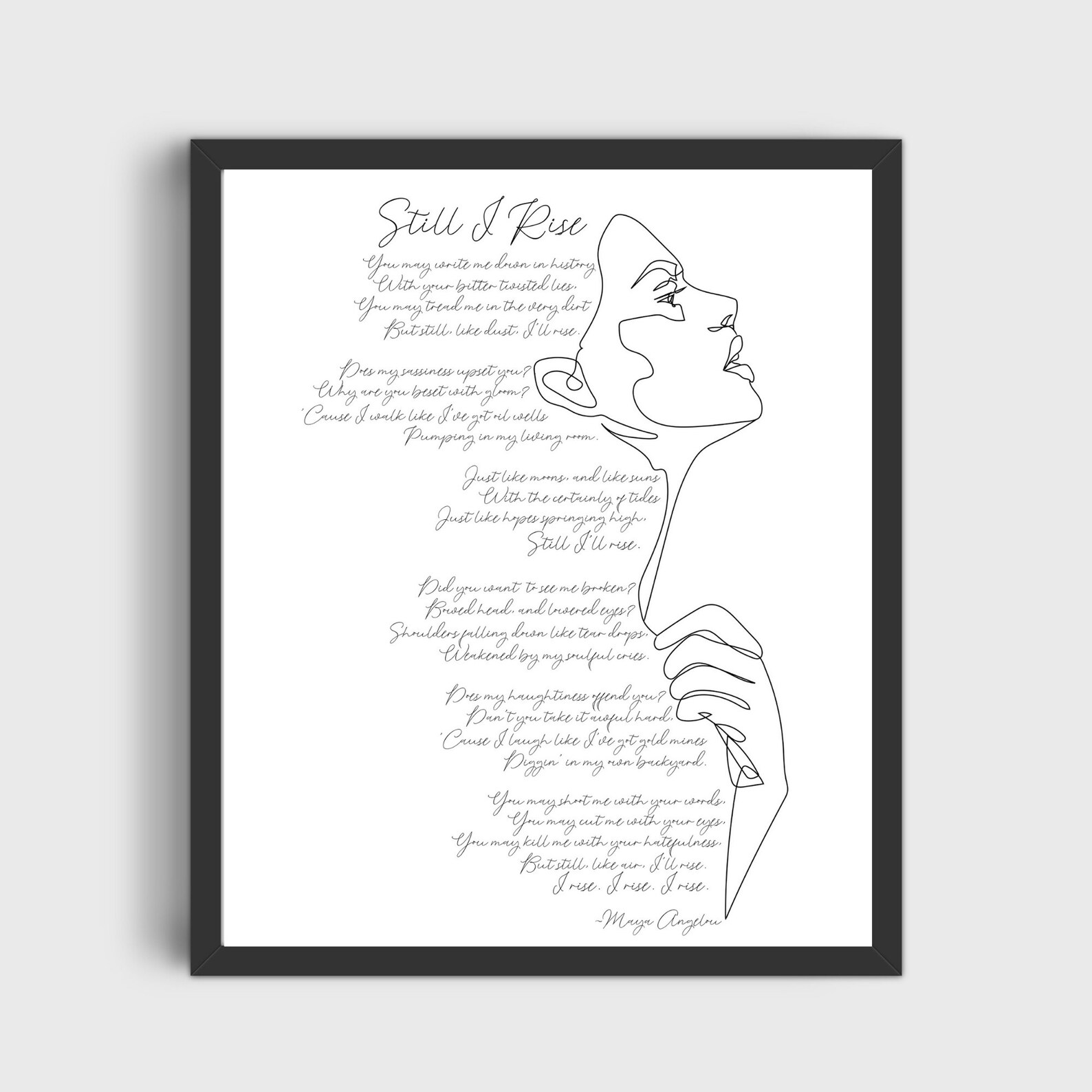 Still I Rise Print Maya Angelou Poem Inspirational Wall Art | Etsy