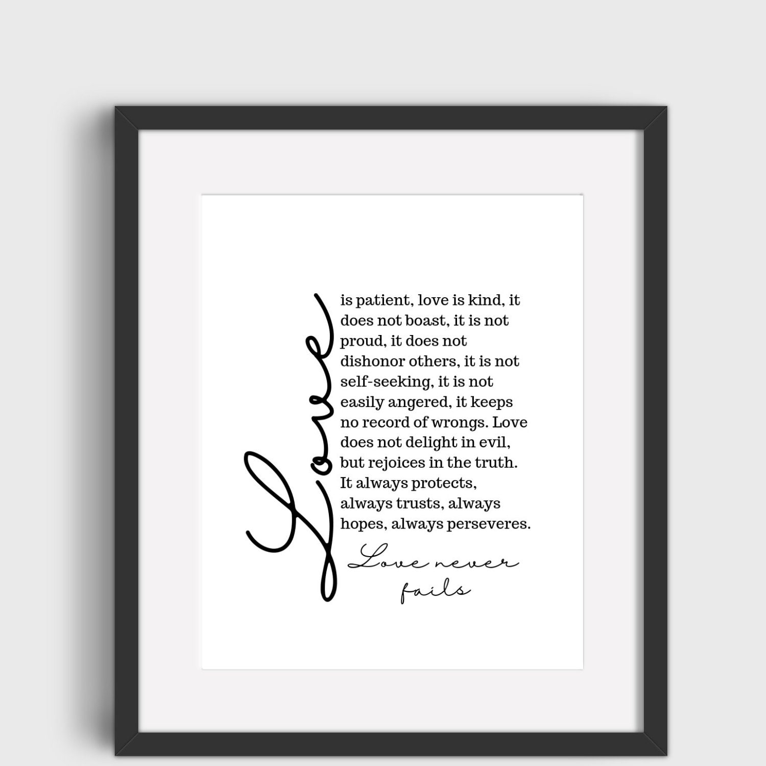 Love is Patient Love is Kind Printable Bible Verse Art Print Etsy