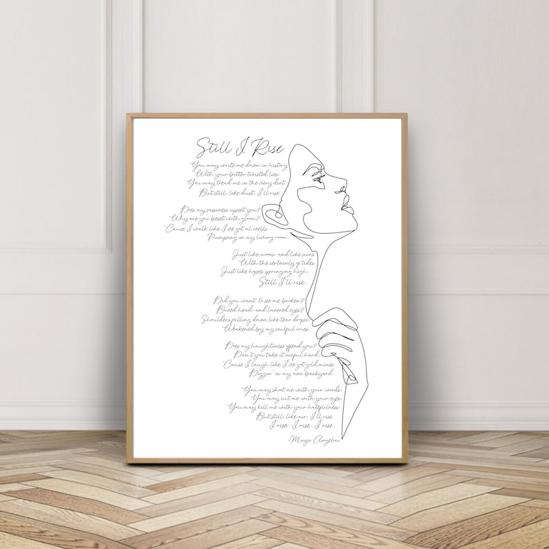 Still I Rise Print Maya Angelou Poem Inspirational Wall Art - Etsy