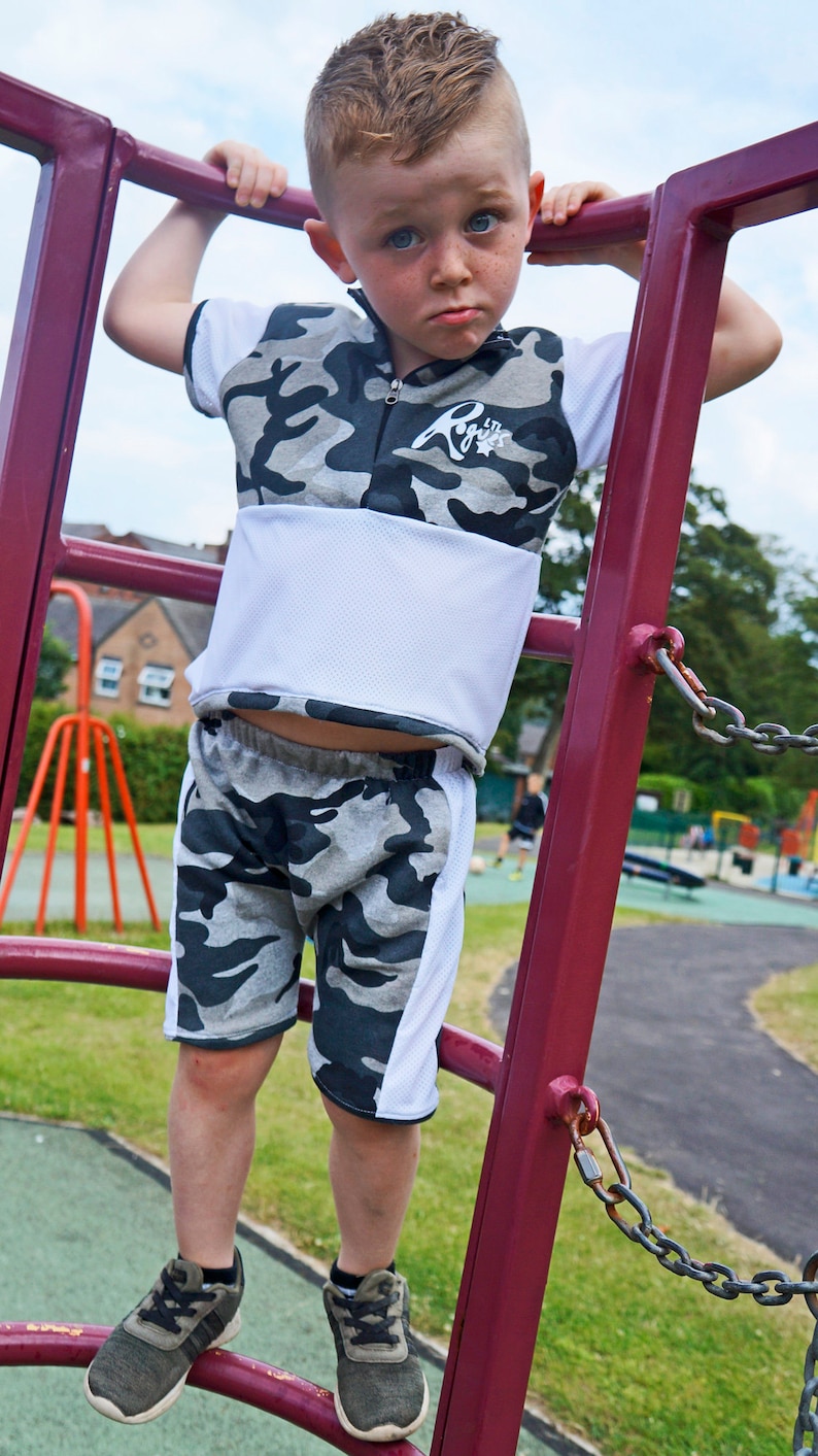 LTL Rogues designer childrenswear contrast sweatshirt camo shorts tee boys trendy unique matching outfit custom made comfy kids clothing