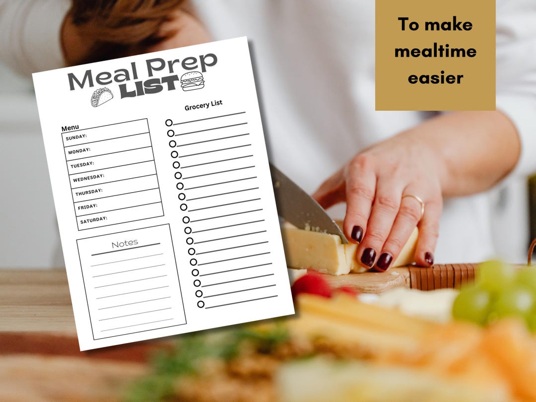 Weekly Meal Planner Printable | Family Meal Prep List (PDF Download) - Etsy