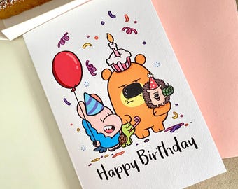 Verjaardagskaart voor vrienden van het feest | Grillige dierenwenskaart (Loffyllama)
