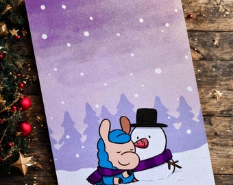 Snowy Warmth – Kerstkaart (Loffyllama)