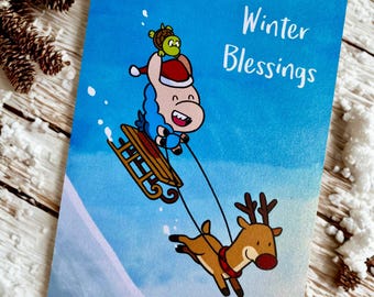 Winter Blessings – Kerstkaart (Loffyllama)