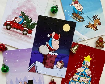Loffyllama Christmas Postcard Set – 5 Holiday Cards (4”x6”)