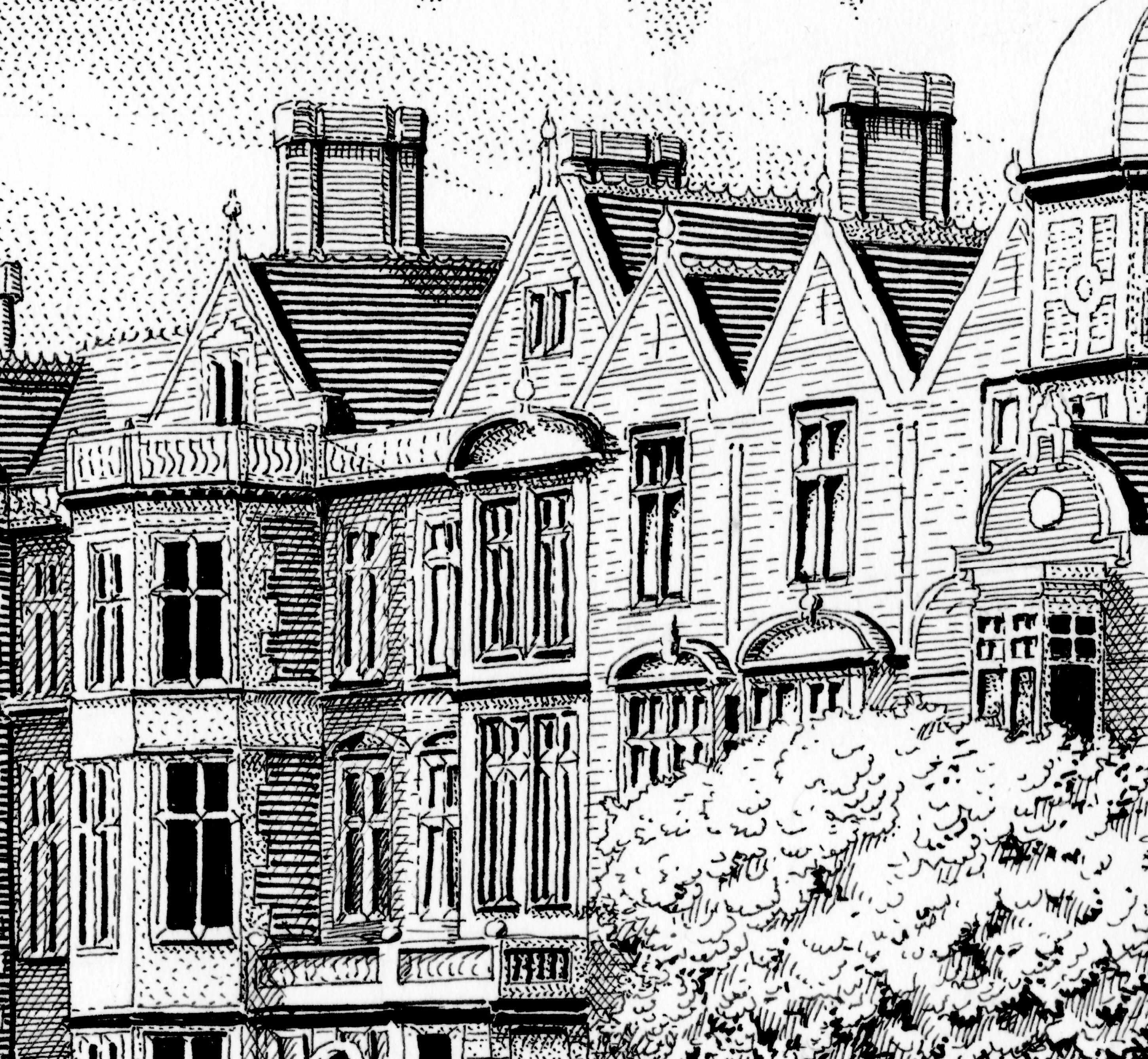 Sandringham, Norfolk, East Anglia, England. ORIGINAL Pen and Ink ...