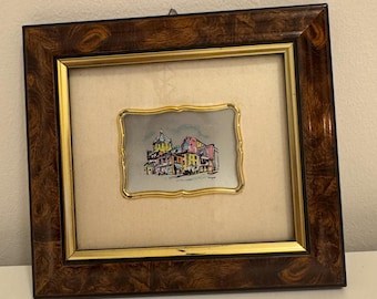 Vintage Italian Framed 23K Gold Leaf Foil Chromolithograph