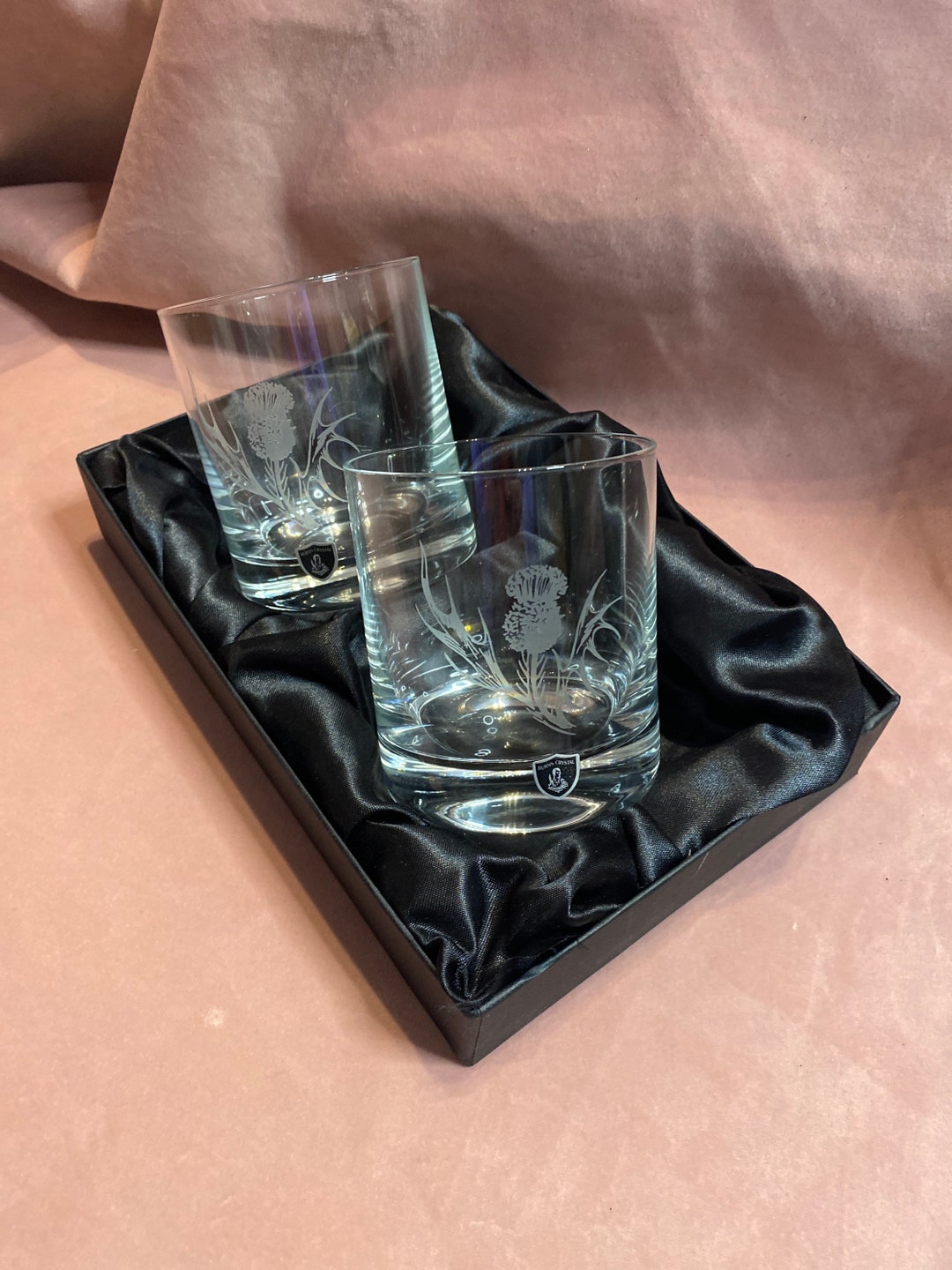 Vintage Whisky Burns Crystal Glasses. Set of 2 Whisky Glasses. Etsy