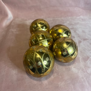 Vintage set of 5 golden bauble.