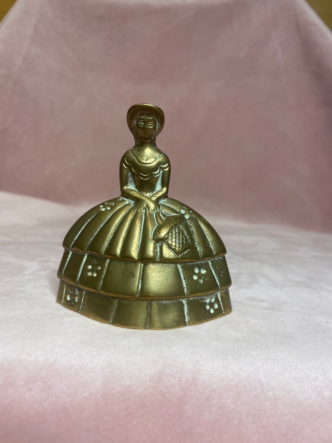 Unique Antique Victorian Lady Brass Bell.lady in a Wide Dress With a