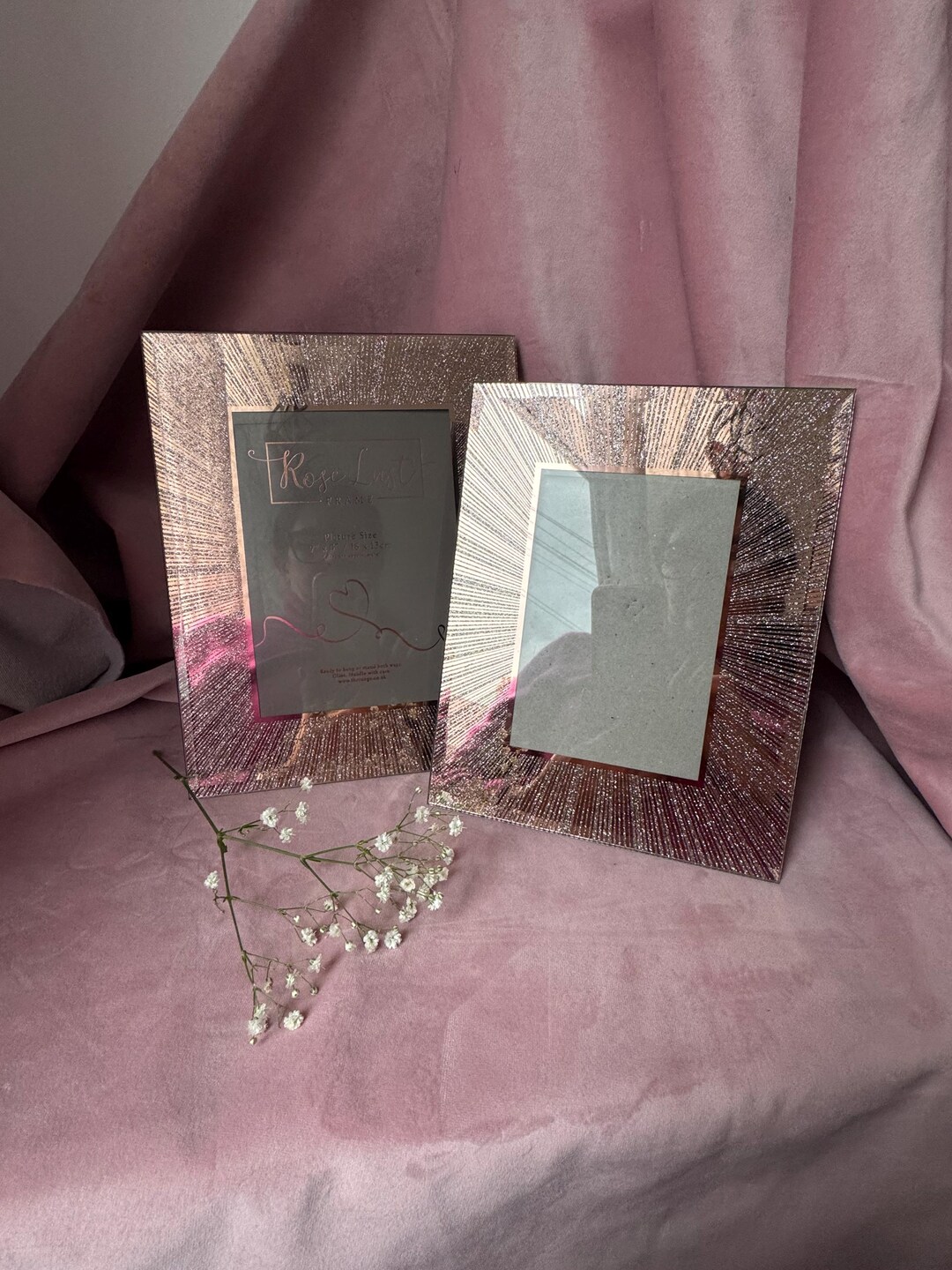 Vintage Unique Set of 2 Glass Rose Gold Tone Picture Frame. - Etsy UK