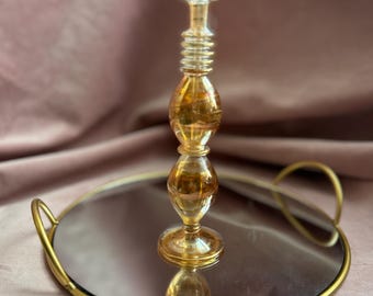 Vintage crystal perfume bottle honey colour with engraver.
